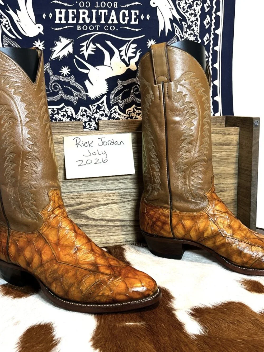 Justin's Genuine Exotic Leather Cowboy Boots in Men's Size 8.5D